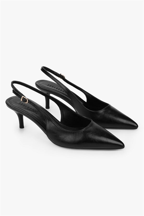 Kadın Kaven Siyah Cilt Mini Topuklu Stiletto