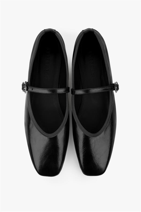 Kadın Libby Siyah Parlak Cilt Babet