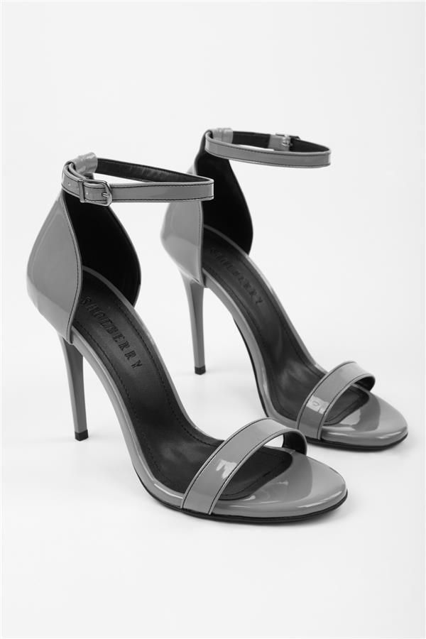 Kadın Lina Gri Rugan Tek Bant Topuklu Ayakkabı