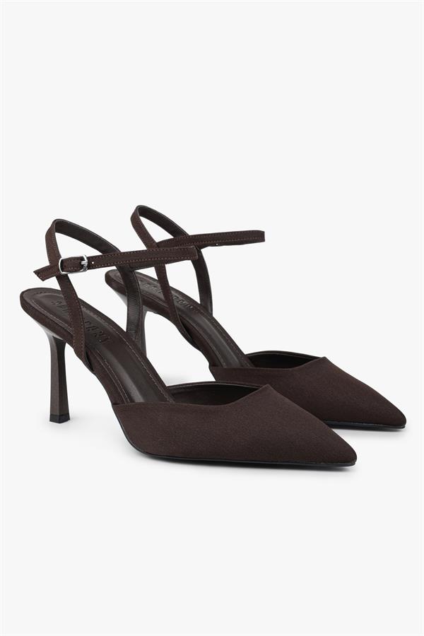 Kadın Lura Kahve Saten Stiletto