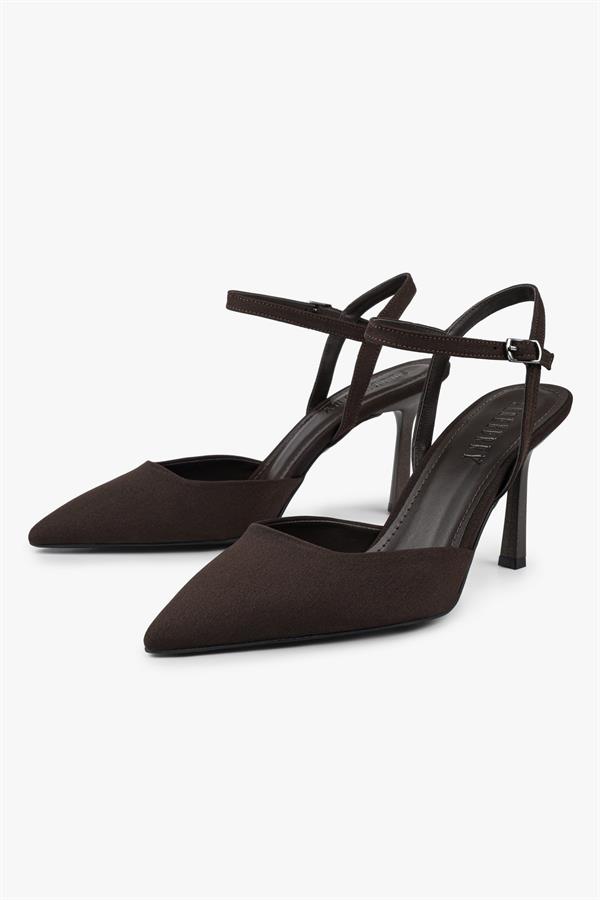 Kadın Lura Kahve Saten Stiletto