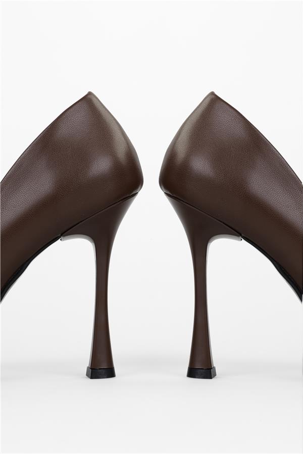Kadın Mags Kahve Cilt Stiletto
