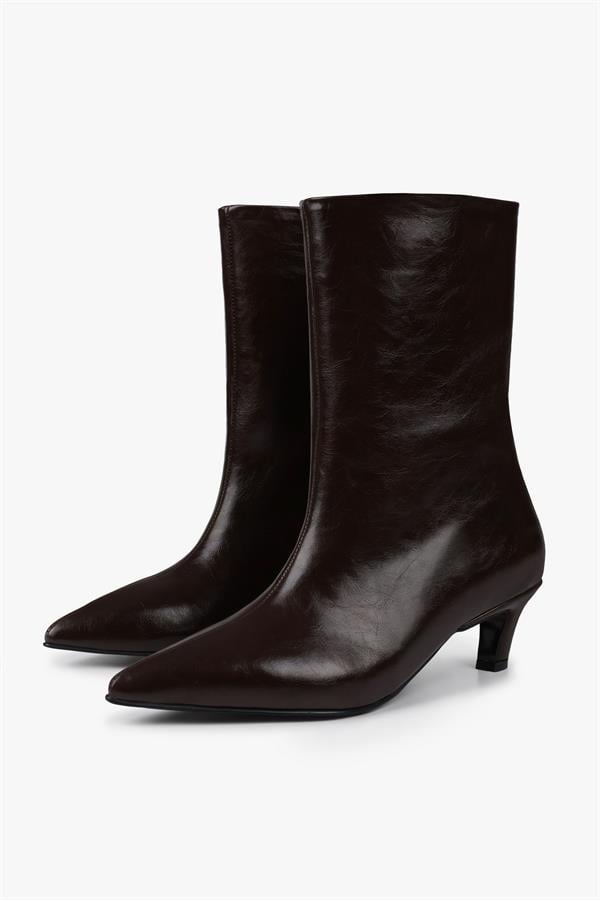 Kadın Maris Kahve Cilt Topuklu Bot