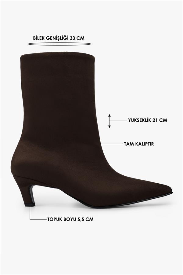 Kadın Maris Kahve Süet Topuklu Bot