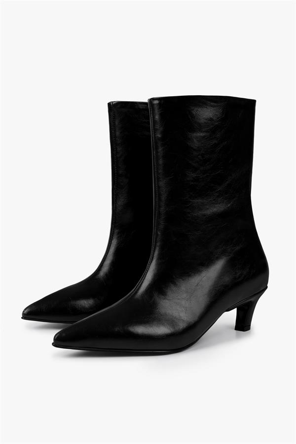 Kadın Maris Siyah Cilt Topuklu Bot
