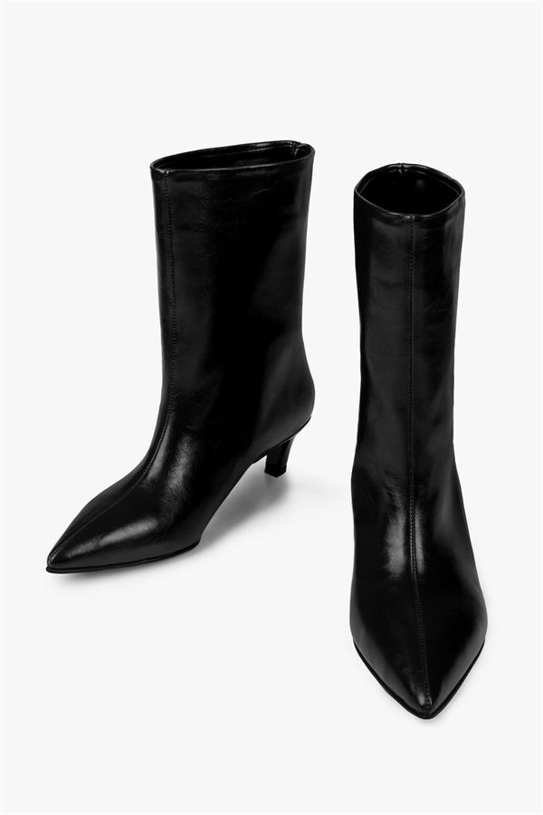 Kadın Maris Siyah Cilt Topuklu Bot