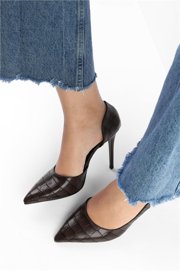 Kadın Massy Kahve Kroko Stiletto
