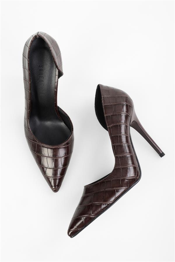 Kadın Massy Kahve Kroko Stiletto