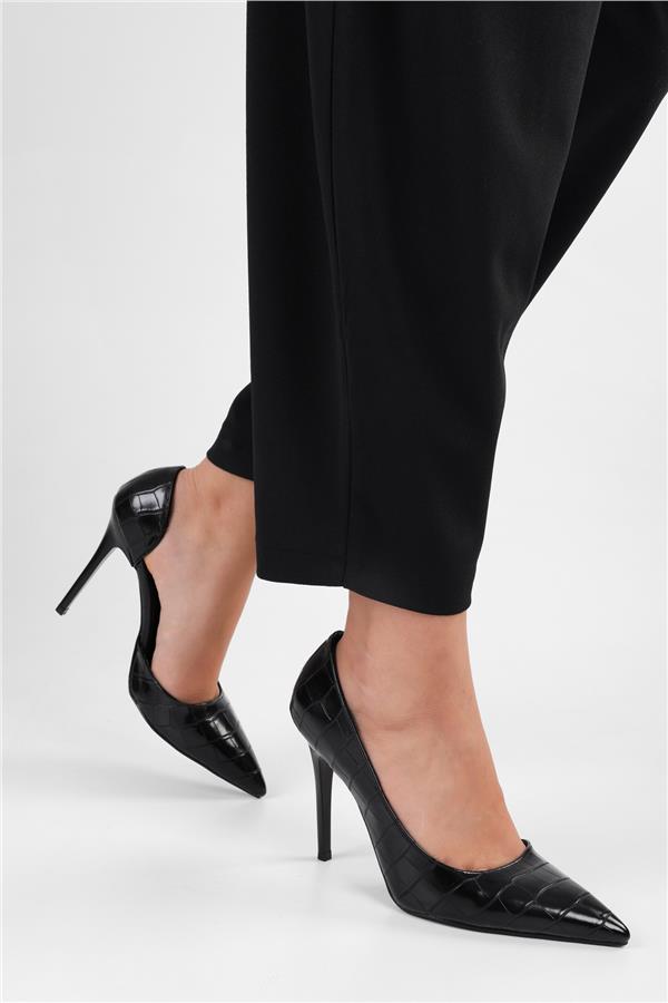 Kadın Massy Siyah Kroko Stiletto
