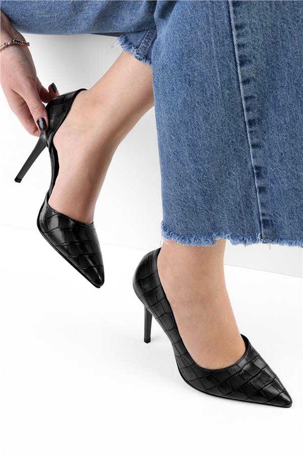 Kadın Massy Siyah Kroko Stiletto