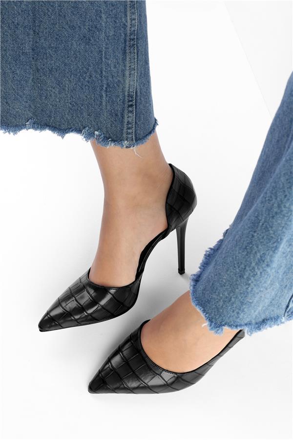 Kadın Massy Siyah Kroko Stiletto