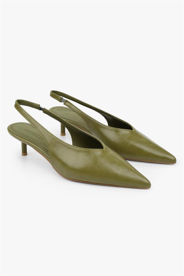 Kadın Mia Yağ Yeşili Parlak Stiletto