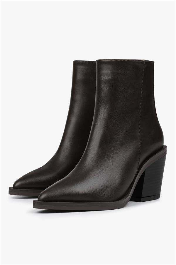 Kadın Mirea Kahve Cilt Kovboy Topuklu Bot