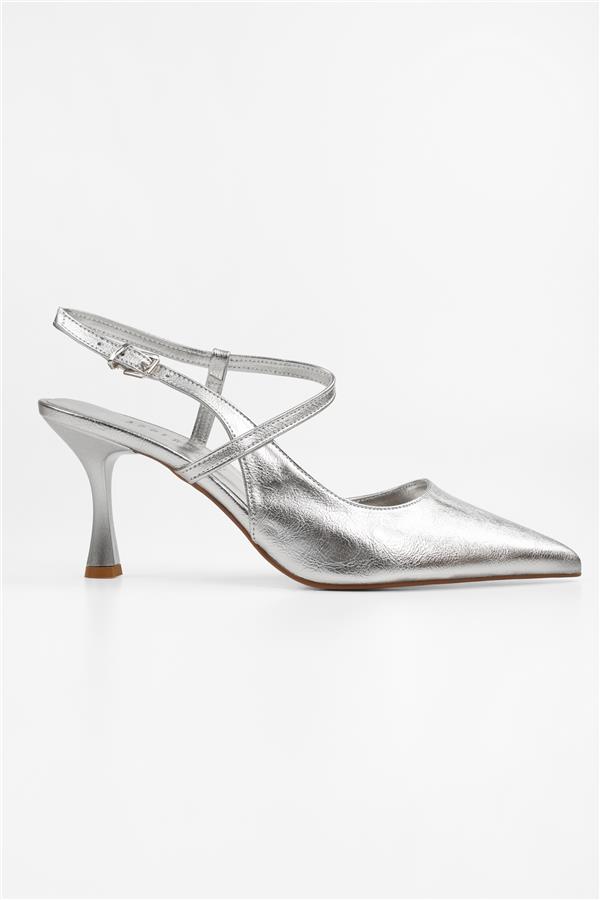 Kadın Nella Gümüş Parlak Stiletto