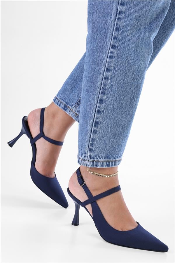 Kadın Nella Lacivert Saten Stiletto
