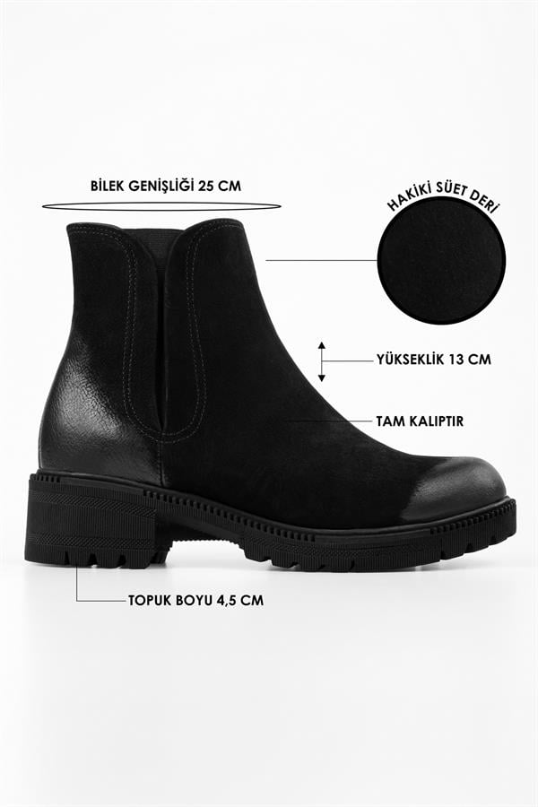 Kadın Neylan Siyah Hakiki Süet Deri Bot
