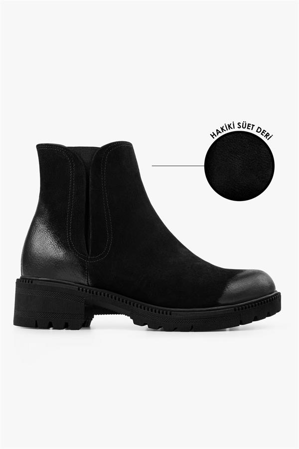 Kadın Neylan Siyah Hakiki Süet Deri Bot