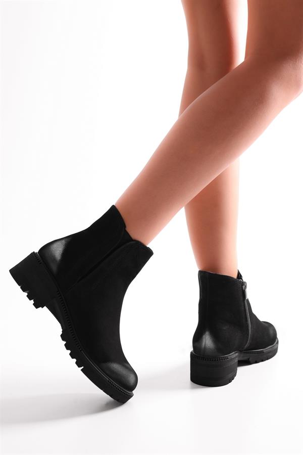Kadın Neylan Siyah Hakiki Süet Deri Bot