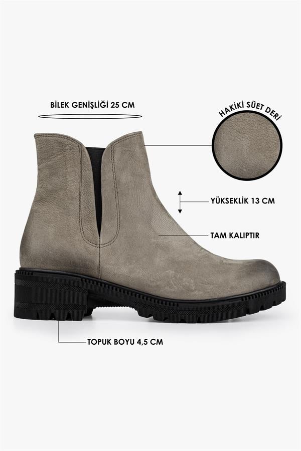 Kadın Neylan Vizon Hakiki Süet Deri Bot
