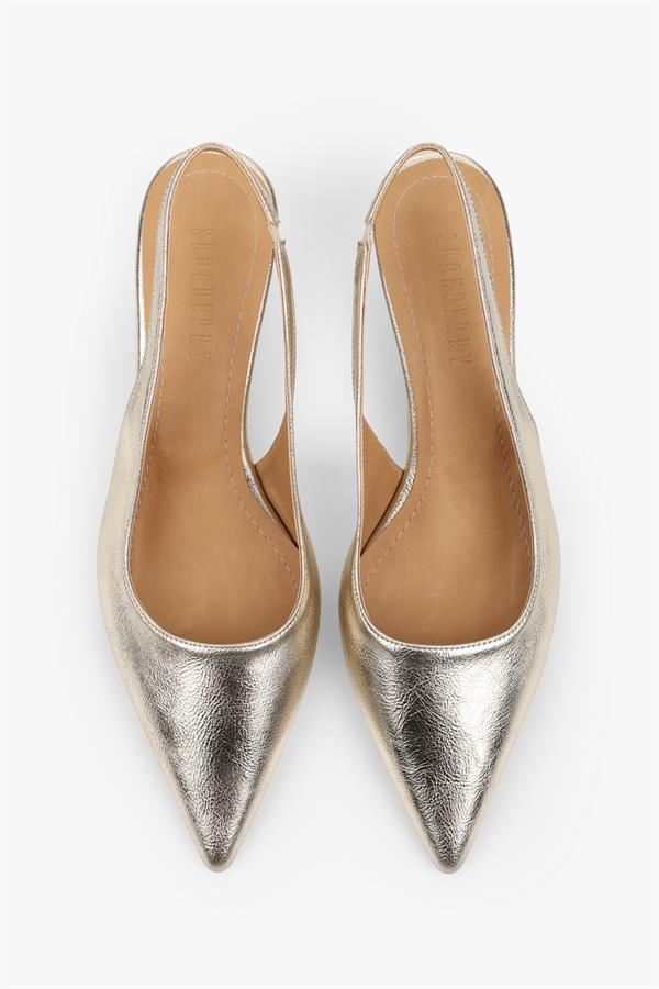 Kadın Pluto Altın Parlak Dolgu Topuklu Stiletto
