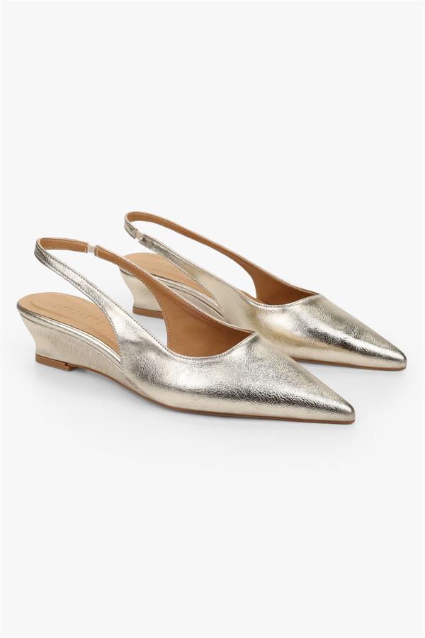 Kadın Pluto Altın Parlak Dolgu Topuklu Stiletto