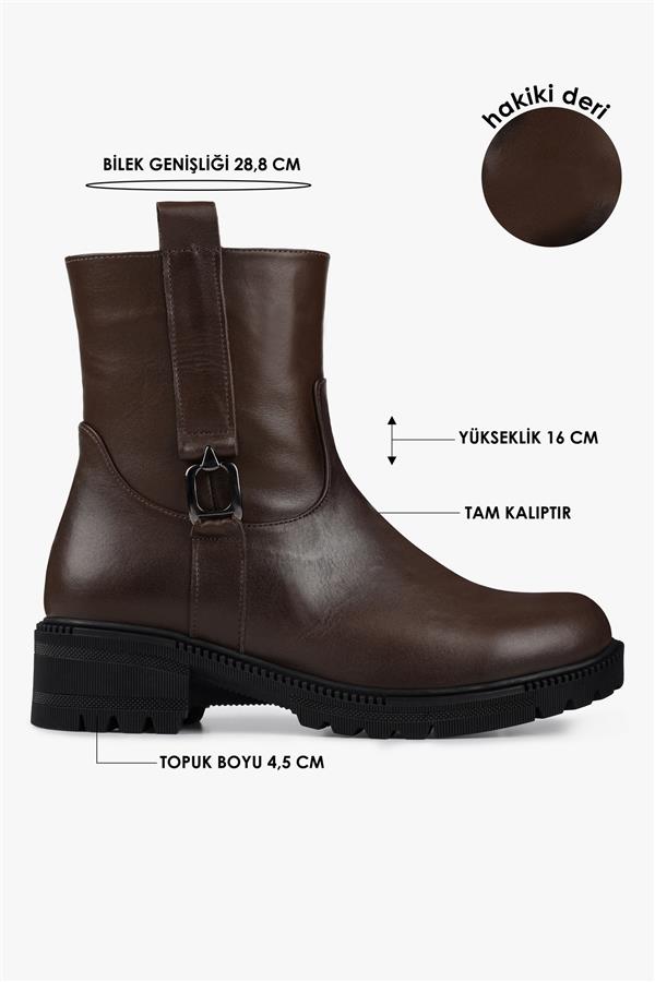 Kadın Raze Kahve Hakiki Deri Bot
