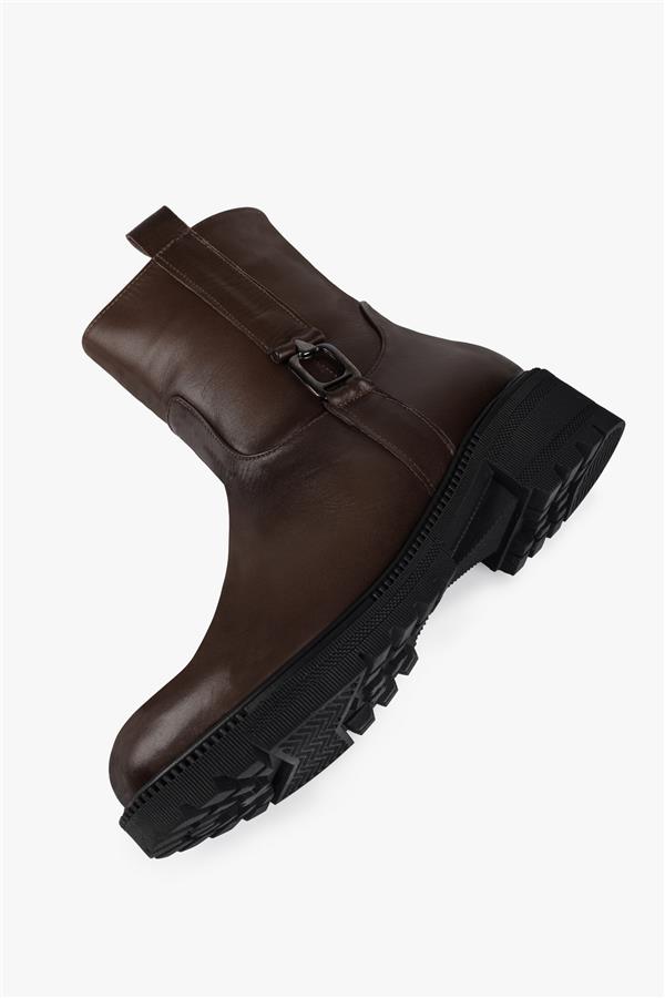 Kadın Raze Kahve Hakiki Deri Bot