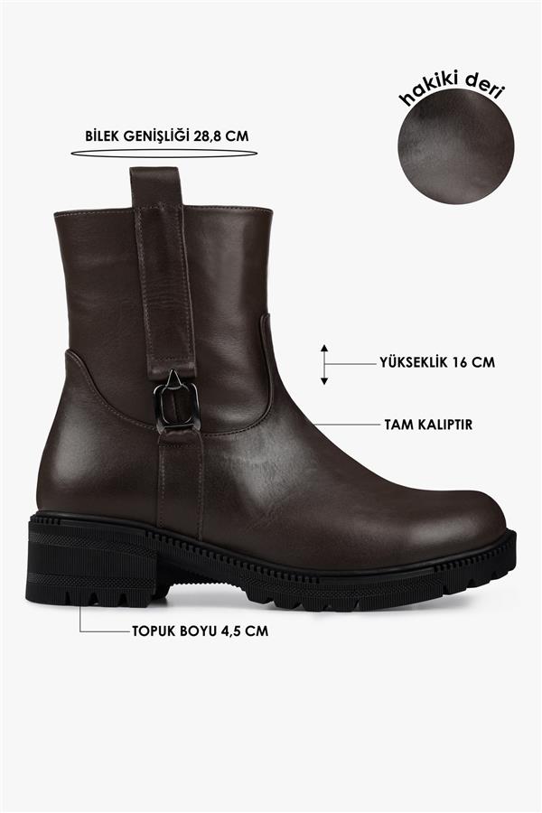 Kadın Raze Koyu Kahve Hakiki Deri Bot