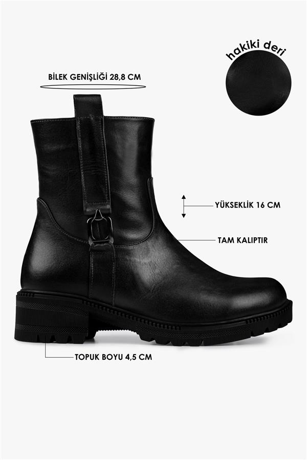 Kadın Raze Siyah Hakiki Deri Bot