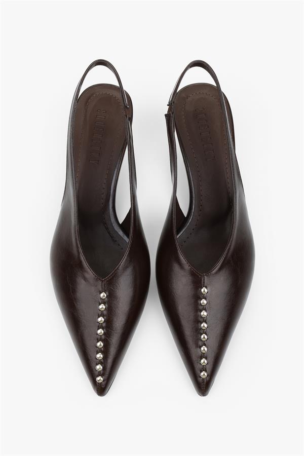 Kadın Roviel Kahve Cilt Trok Detaylı Stiletto