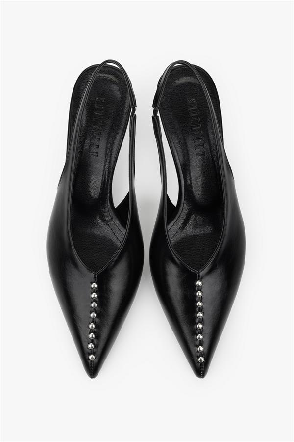 Kadın Roviel Siyah Cilt Trok Detaylı Stiletto