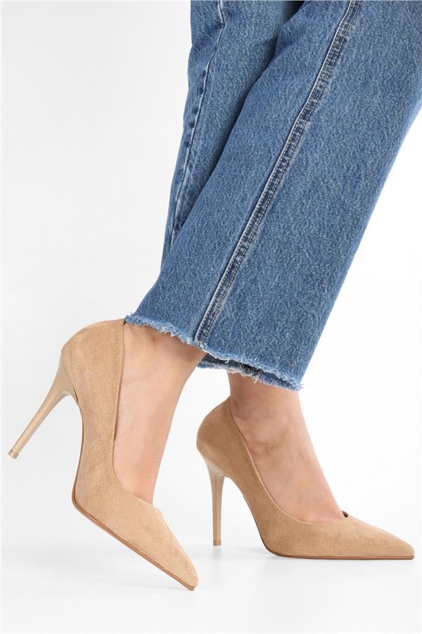 Kadın Sensei Ten Süet Klasik Topuklu Stiletto
