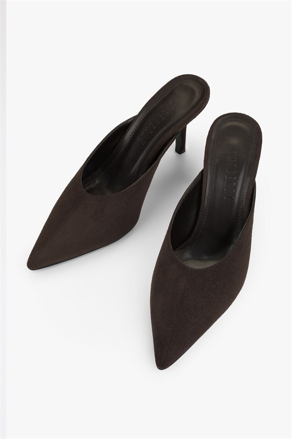 Kadın Serina Kahve Süet Stiletto Terlik