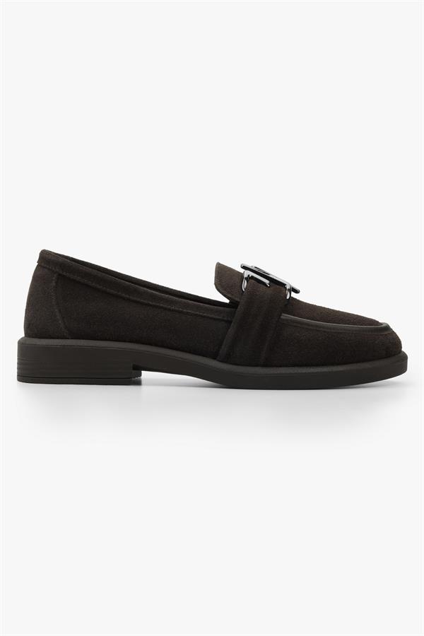Kadın Sorell Kahve Süet Toka Detaylı Loafer