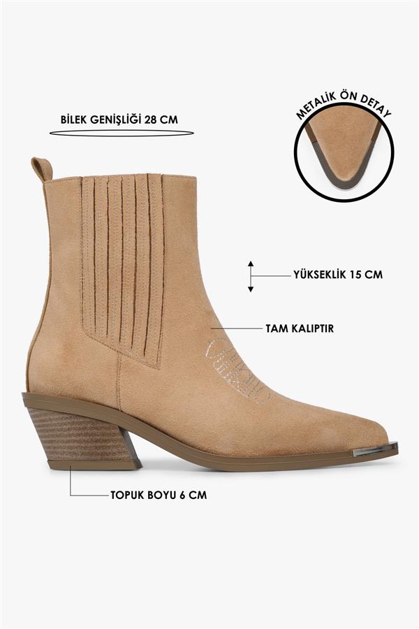 Kadın Stormi Camel Süet Kovboy Bot