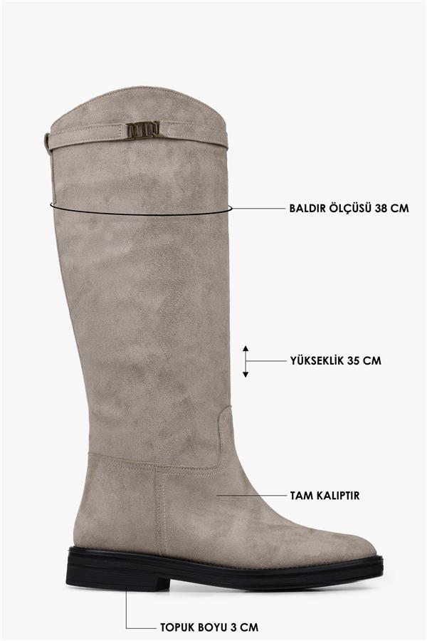 Kadın Valen Bej Süet Çizme