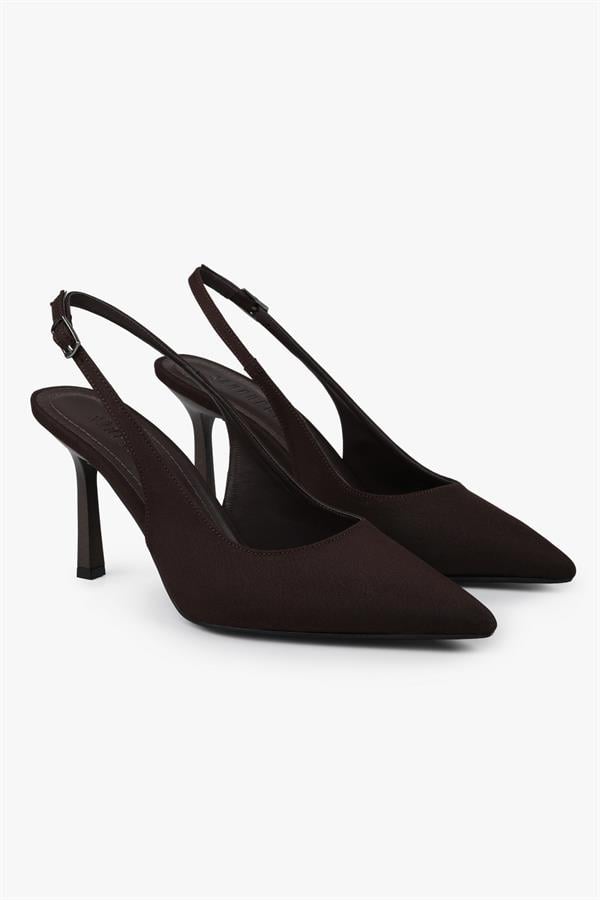 Kadın Vina Kahve Saten Stiletto