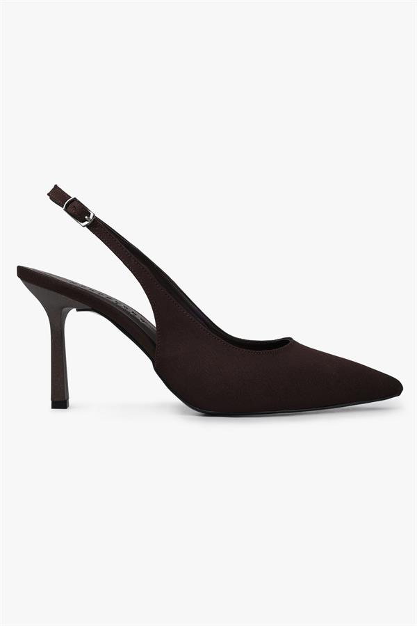 Kadın Vina Kahve Saten Stiletto