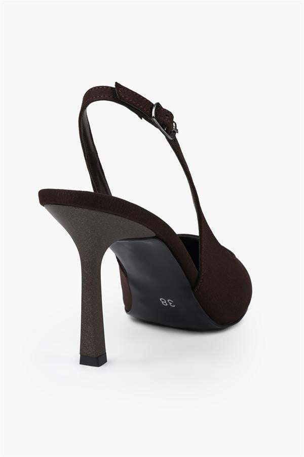 Kadın Vina Kahve Saten Stiletto