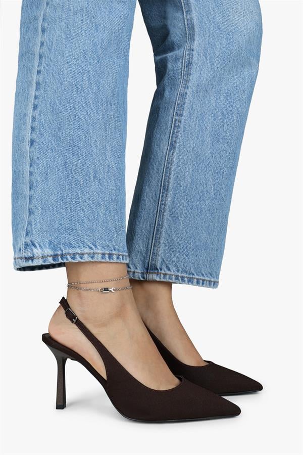 Kadın Vina Kahve Saten Stiletto