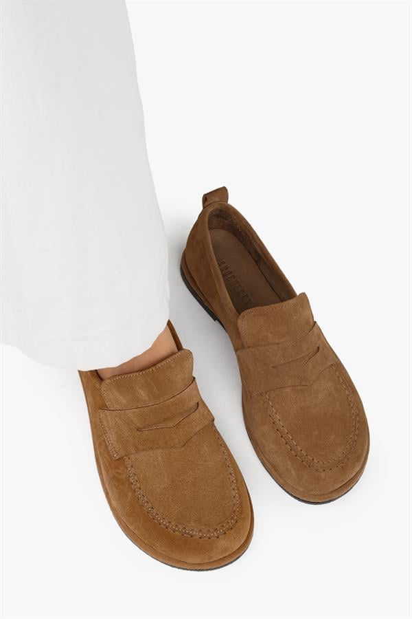 Kadın Zac Camel Hakiki Süet Deri Loafer