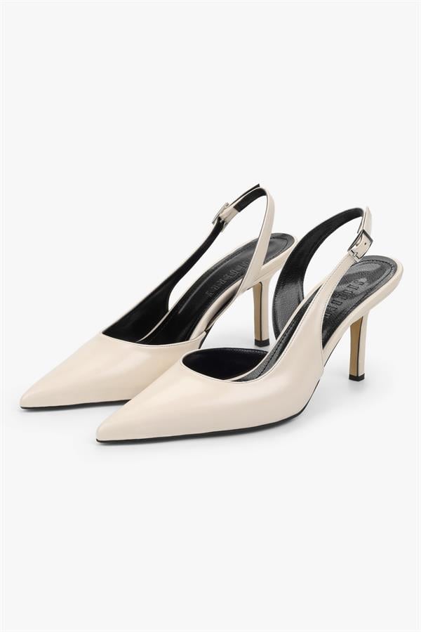 Kadın Zenvia Ekru Cilt Stiletto