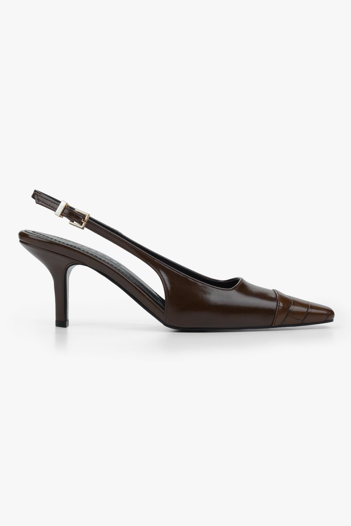 Kadın Dona Kahve Kroko Küt Burunlu Topuklu Stiletto · 3
