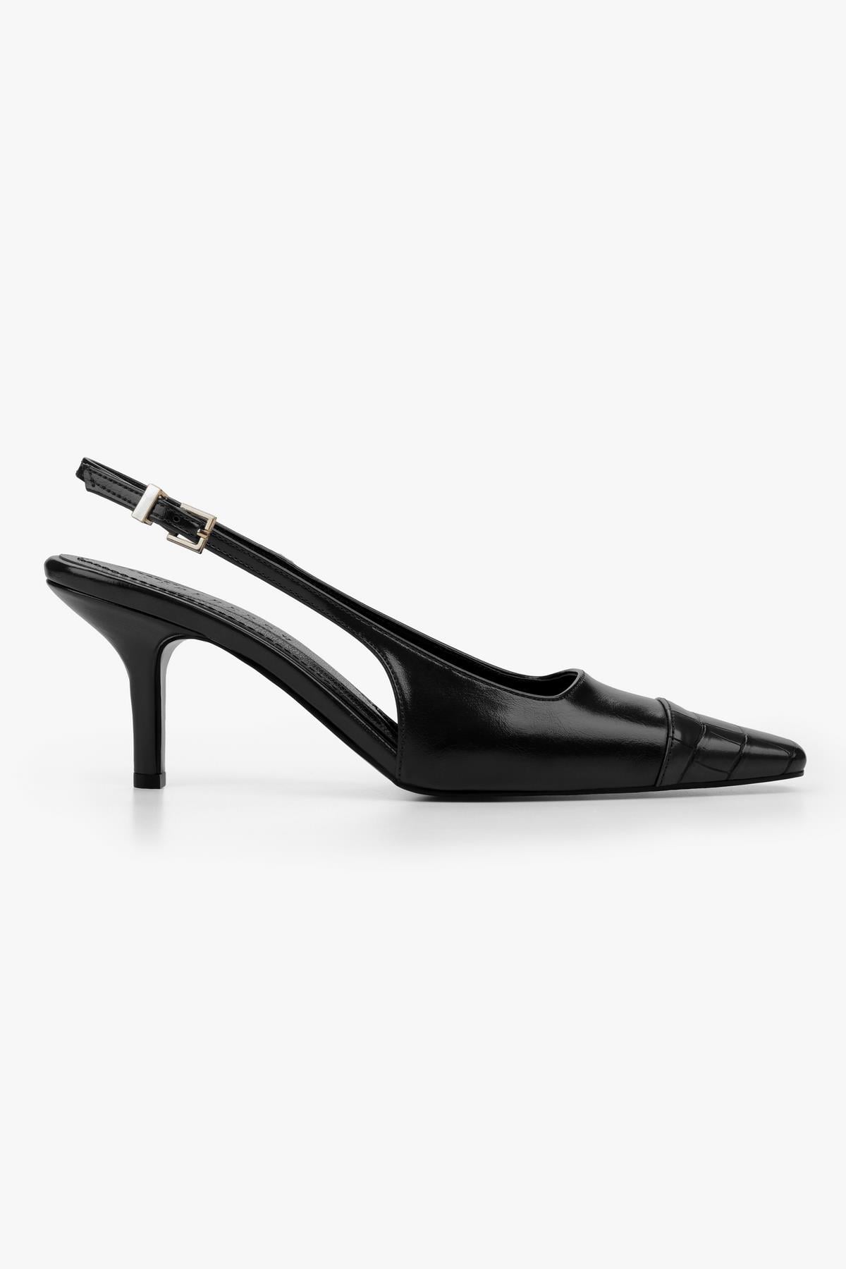 Kadın Dona Siyah Kroko Küt Burunlu Topuklu Stiletto · 4