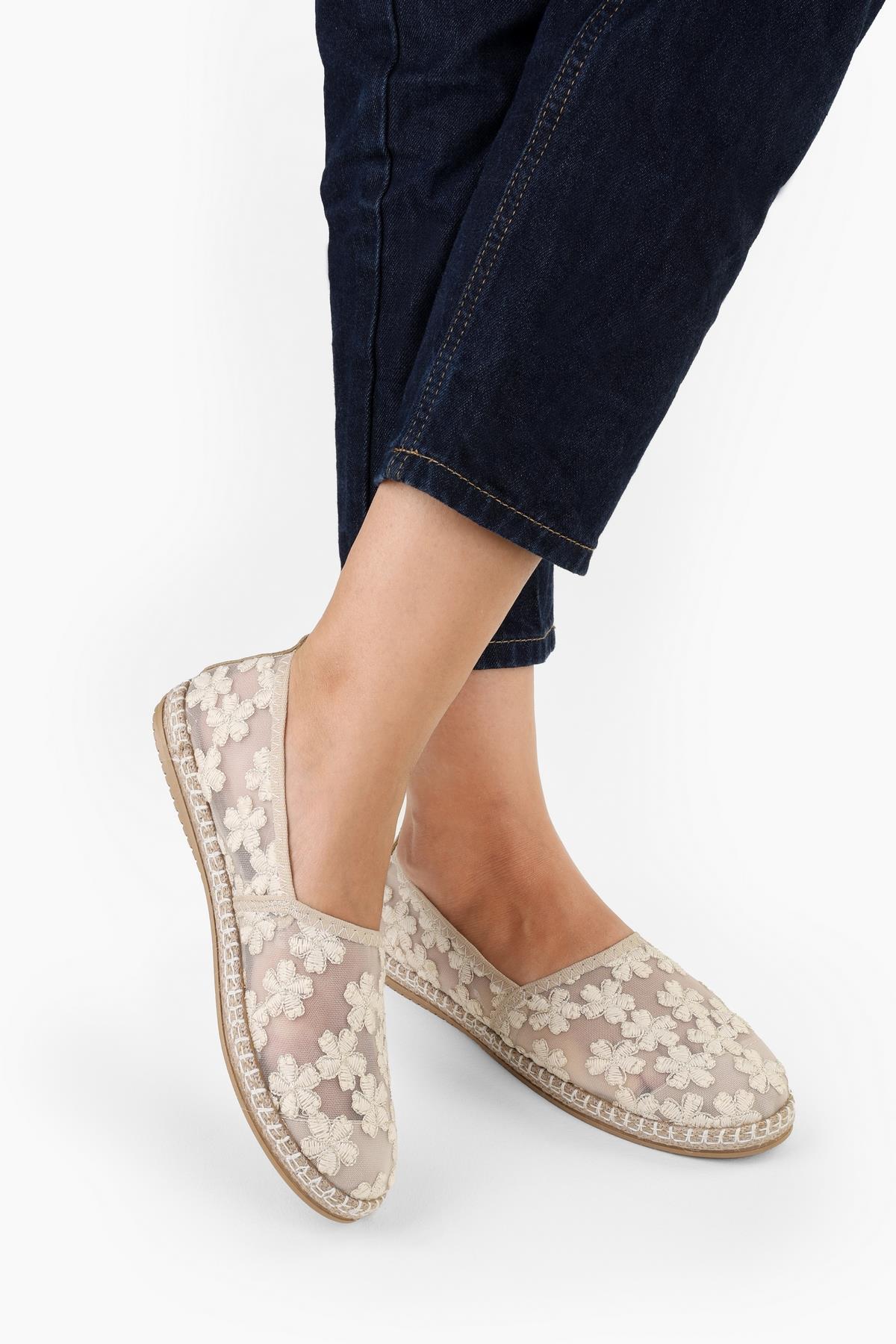 Kadın Flowen Bej Çiçek Desenli Espadril · 3