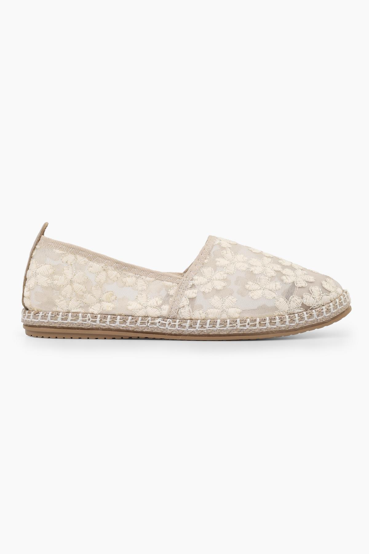 Kadın Flowen Bej Çiçek Desenli Espadril · 2
