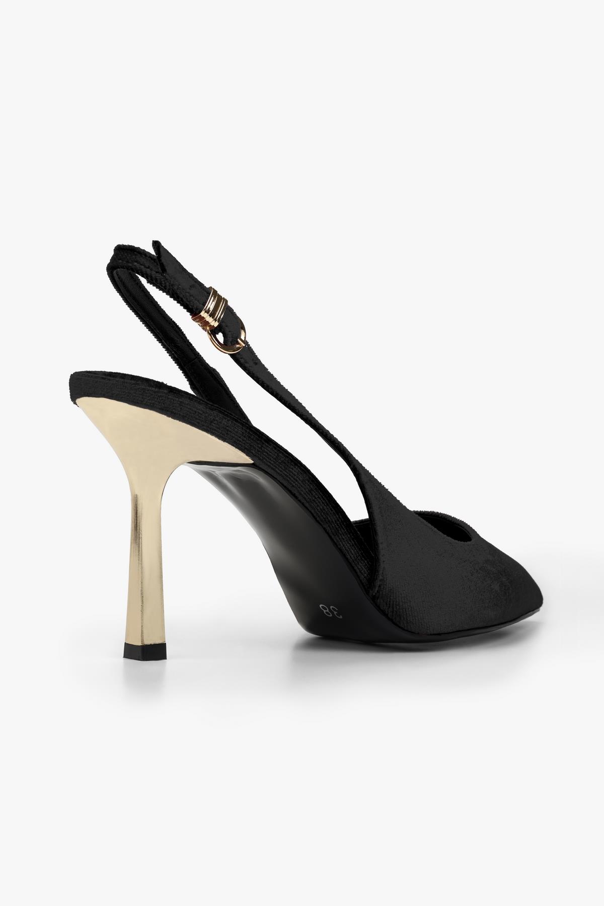 Kadın Hudson Siyah Kadife Gold Tokalı Stiletto · 4