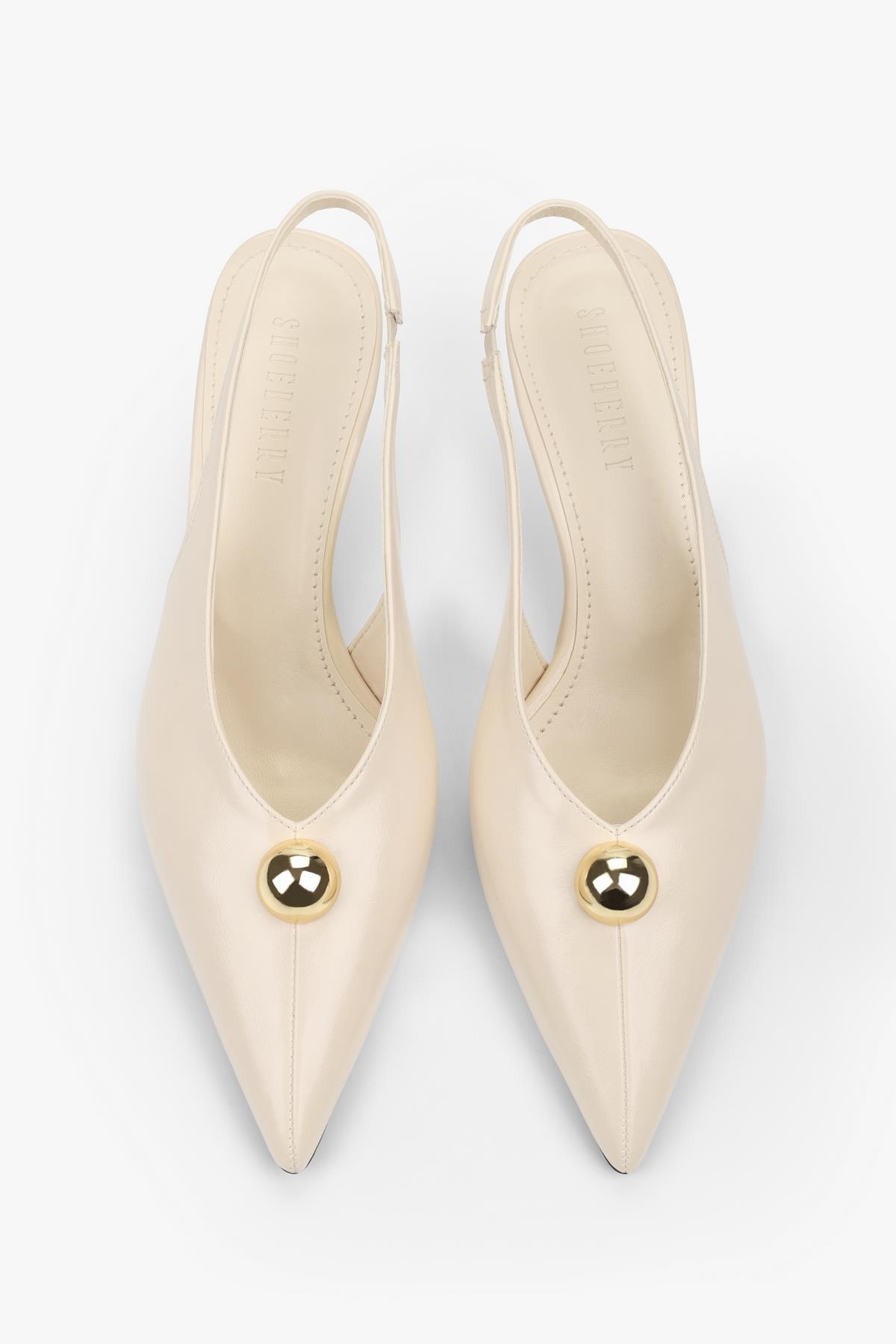 Kadın Kaelis Ekru Cilt Gold Toka Detaylı Mini Topuklu Stiletto · 4