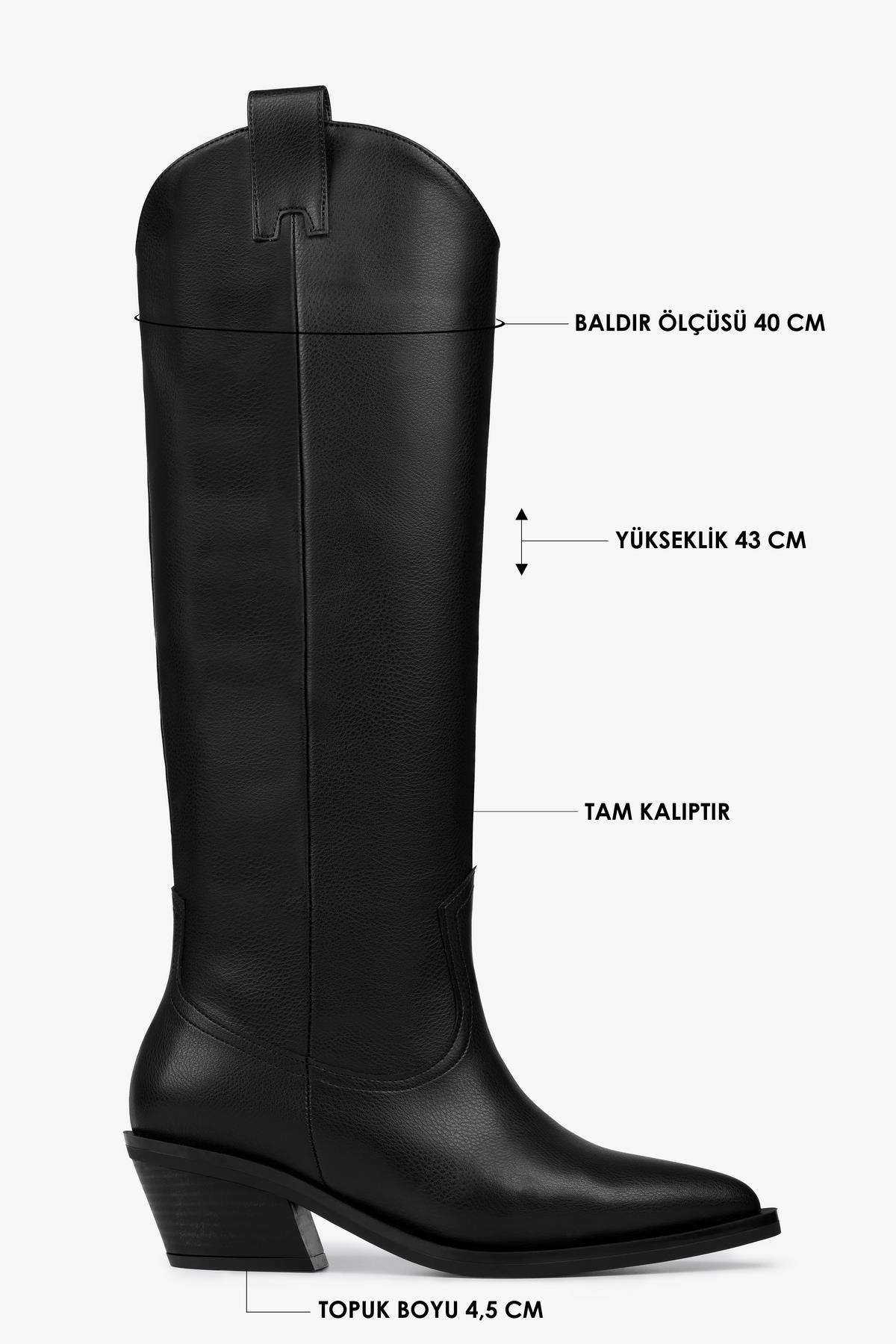 Kadın Kailey Siyah Cilt Kovboy Çizme · 3