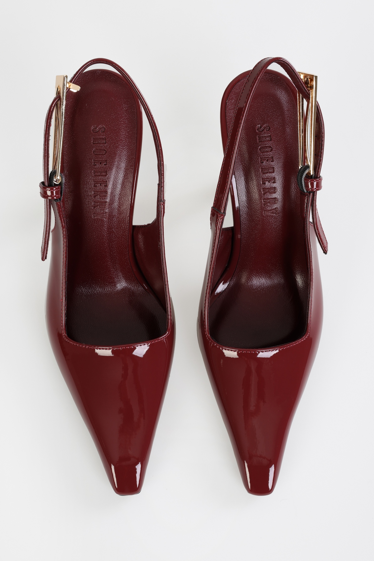 Kadın Laurend Bordo Rugan Küt Burun Kemerli Stiletto · 6